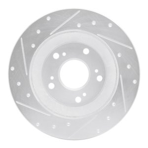 Honda S2000 Brake Rotor (1) - Rear Right - R1 Concepts - Drilled & Slotted - Silver - `00-`09